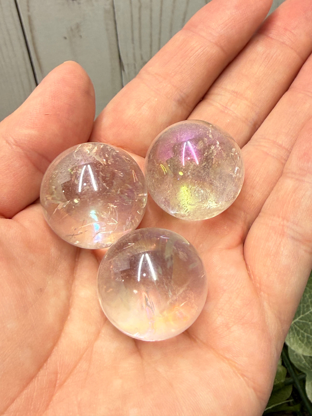 Aura Coated Clear Quartz  Mini Sphere