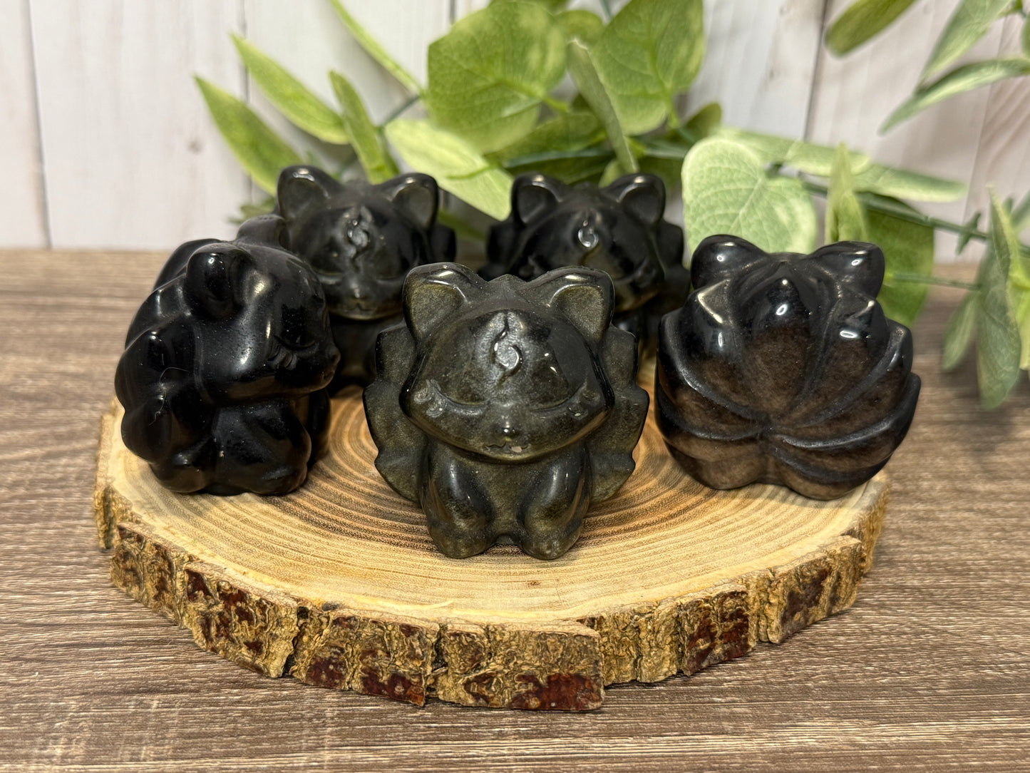 Nine Tailed Fox Obsidian Carvings