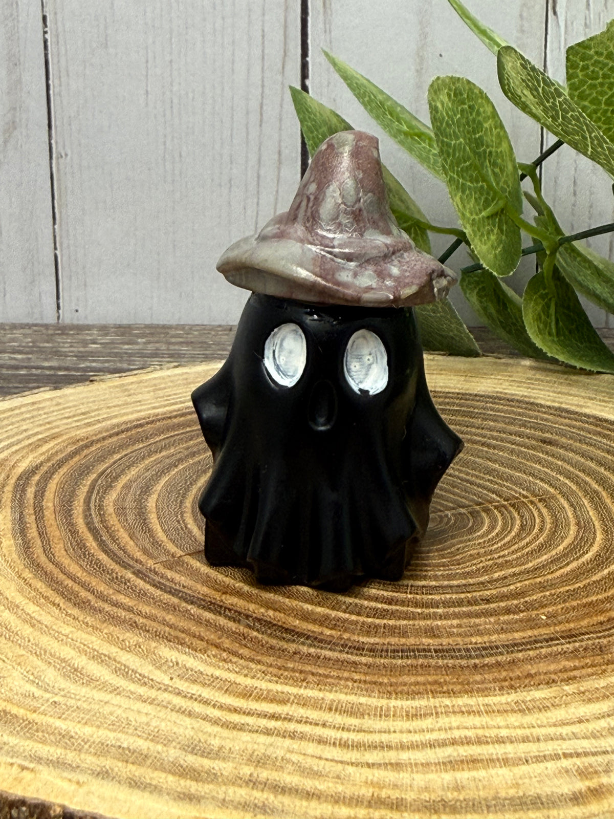 Obsidian Ghost Carving with Different Crystal Hats