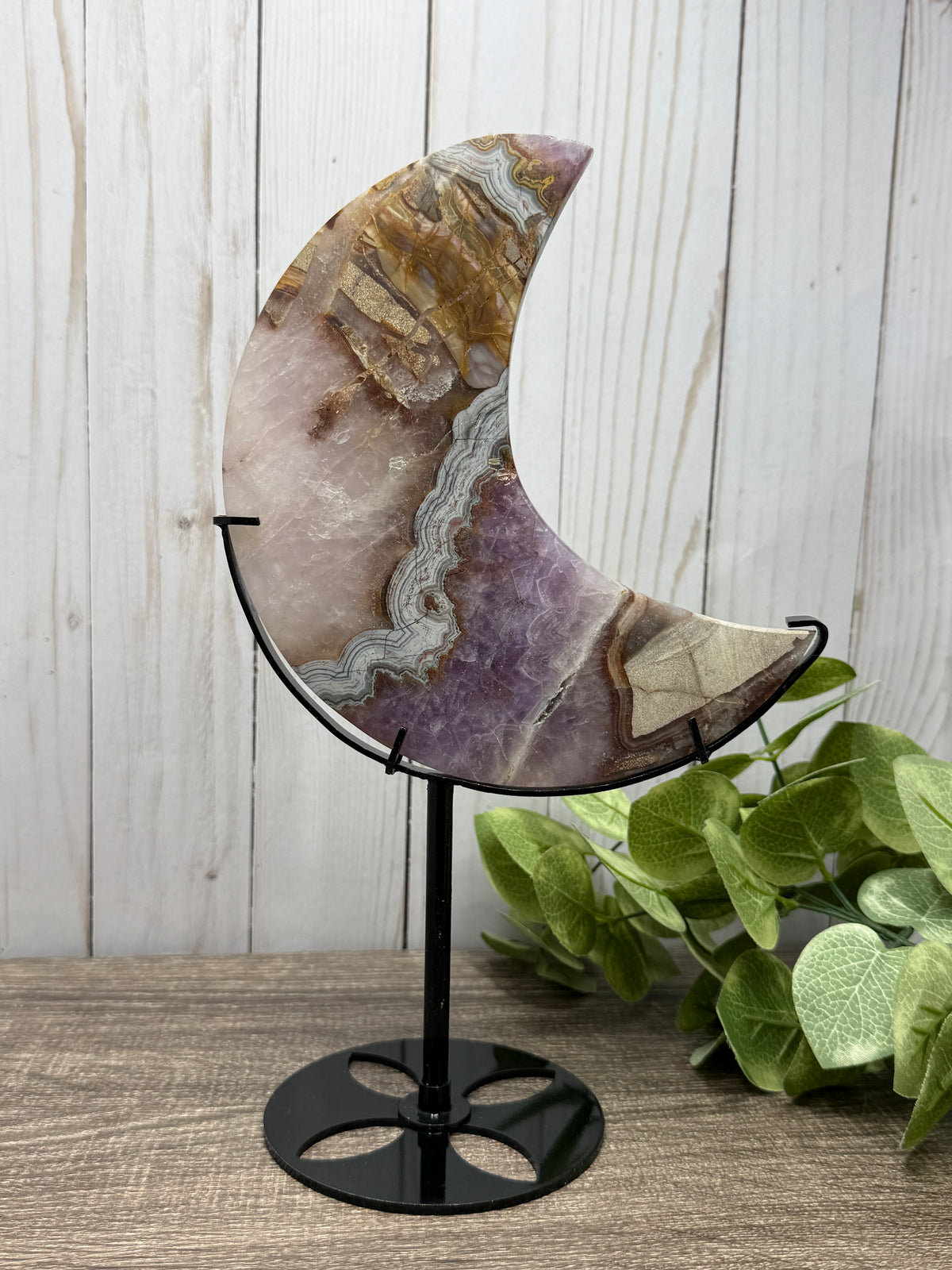 Amethyst & Agate Moons on Stands