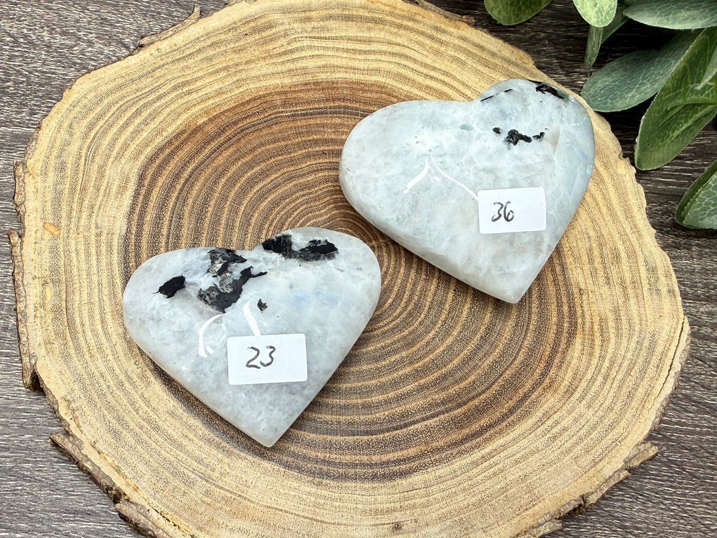 Rainbow Moonstone Carved Hearts