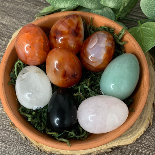 Eggs - Carnelian, Clear Quartz, Rose Quartz, Green Aventurine, Obsidian