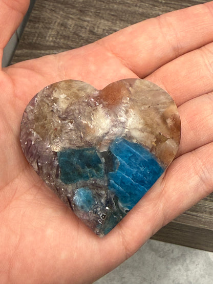 Multi Stone Hearts - Unique (Sun Stone, Lepidolite and Blue Apatite in one)