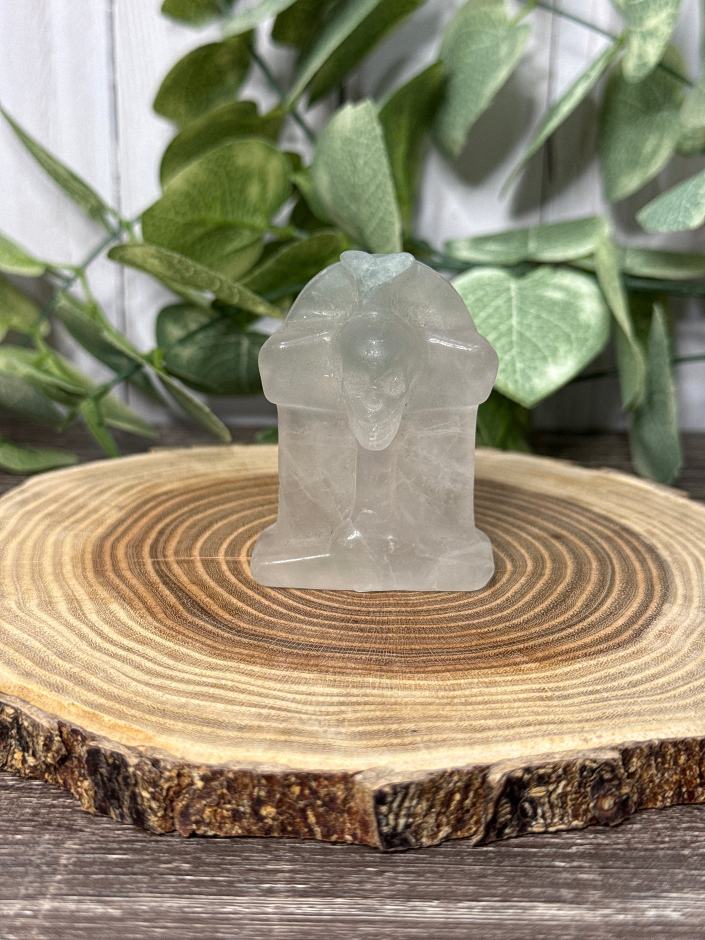 Tombstone/Headstone with Skull Crystal Carving