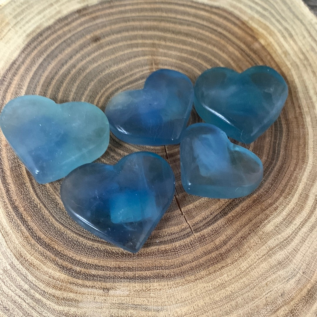 Blue Fluorite Carved Hearts