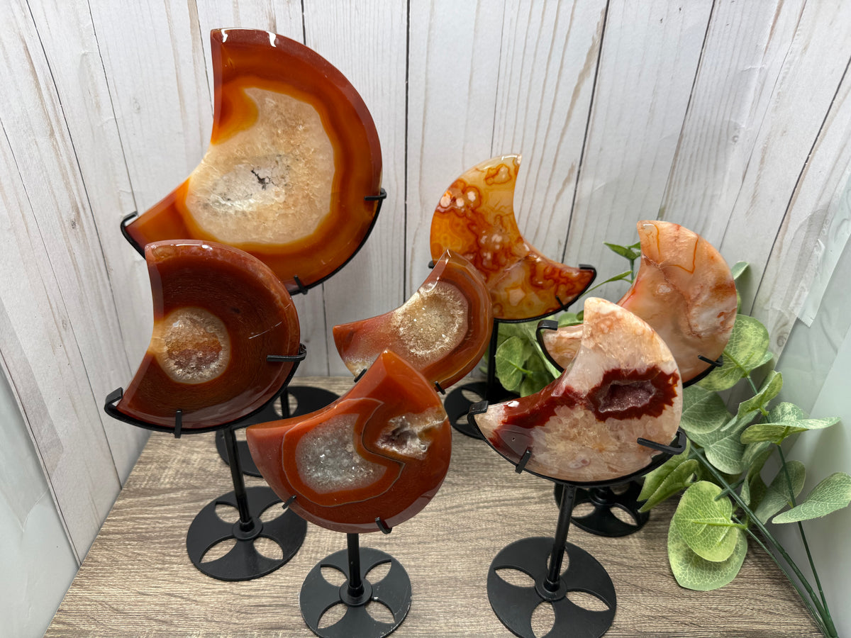 Carnelian Moons on Stands