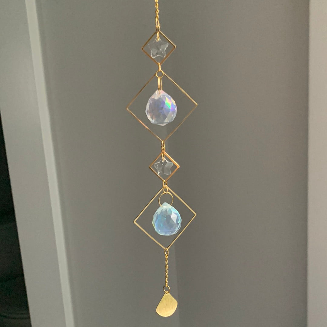 Gold Sun Catcher - Squares with Stars