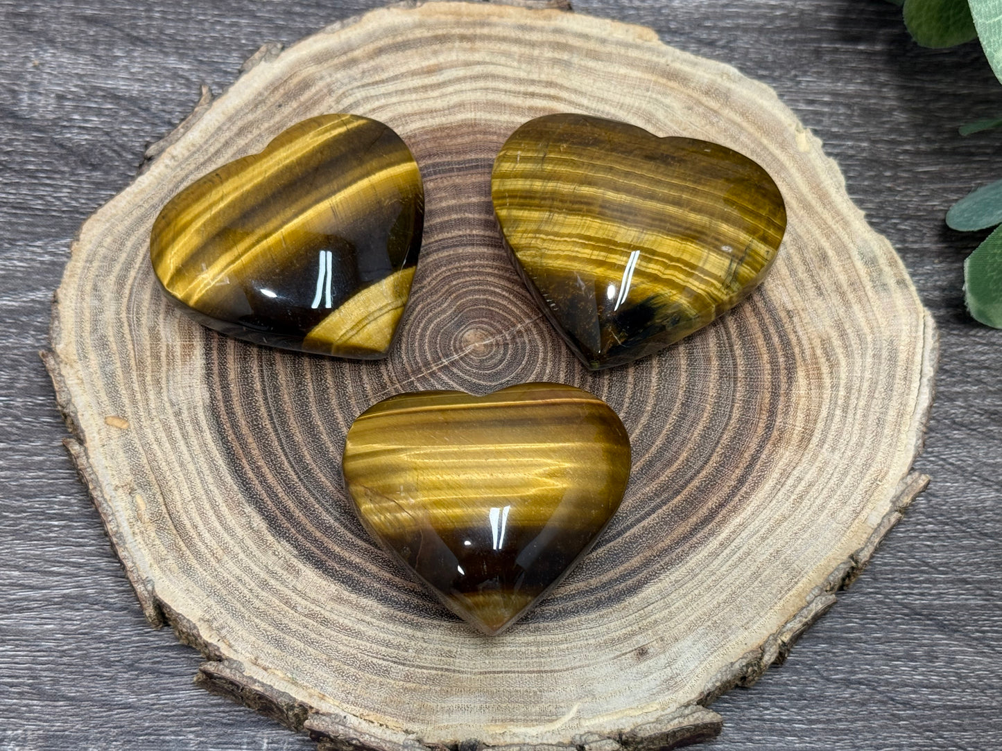 Tigers Eye Carved Hearts