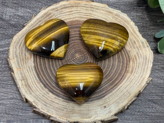 Tigers Eye Carved Hearts