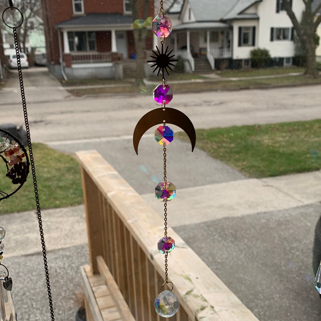 Gold Sun Catcher - Moon on Side