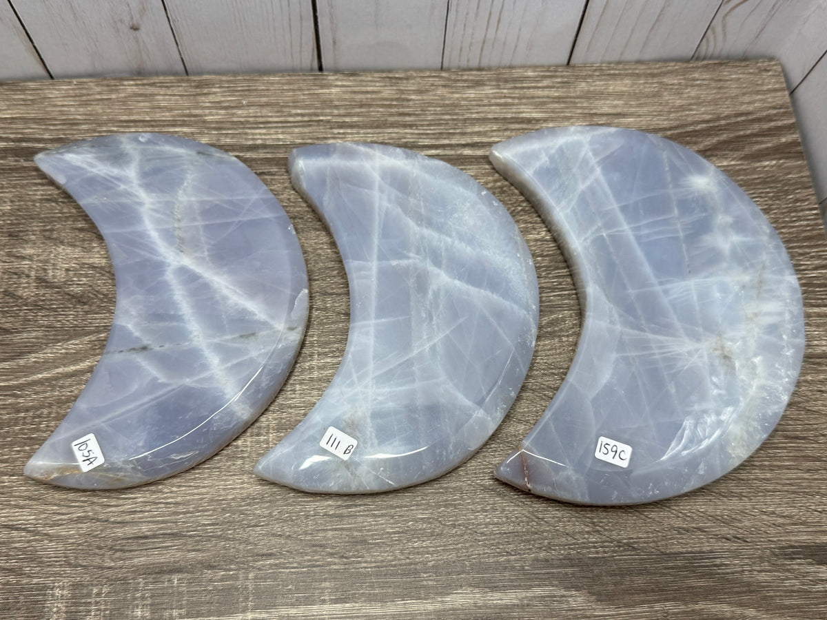 Blue Rose Quartz Large Moons (no stands)