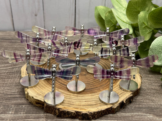 Small Dragonfly Wings on Stand - Fluorite