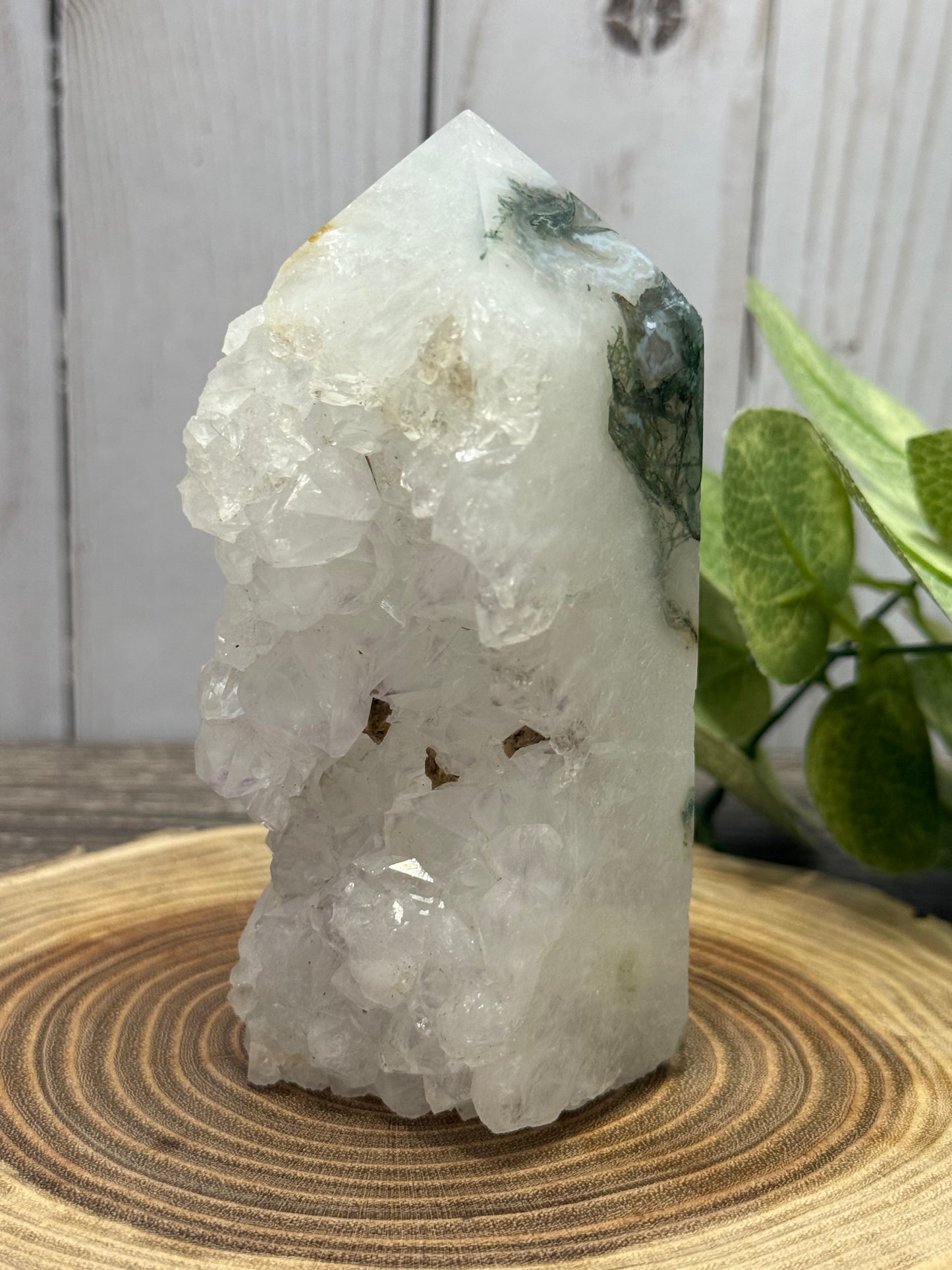 Moss Agate Towers  - druzy side