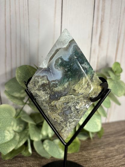 Moss Agate Diamonds with Stand