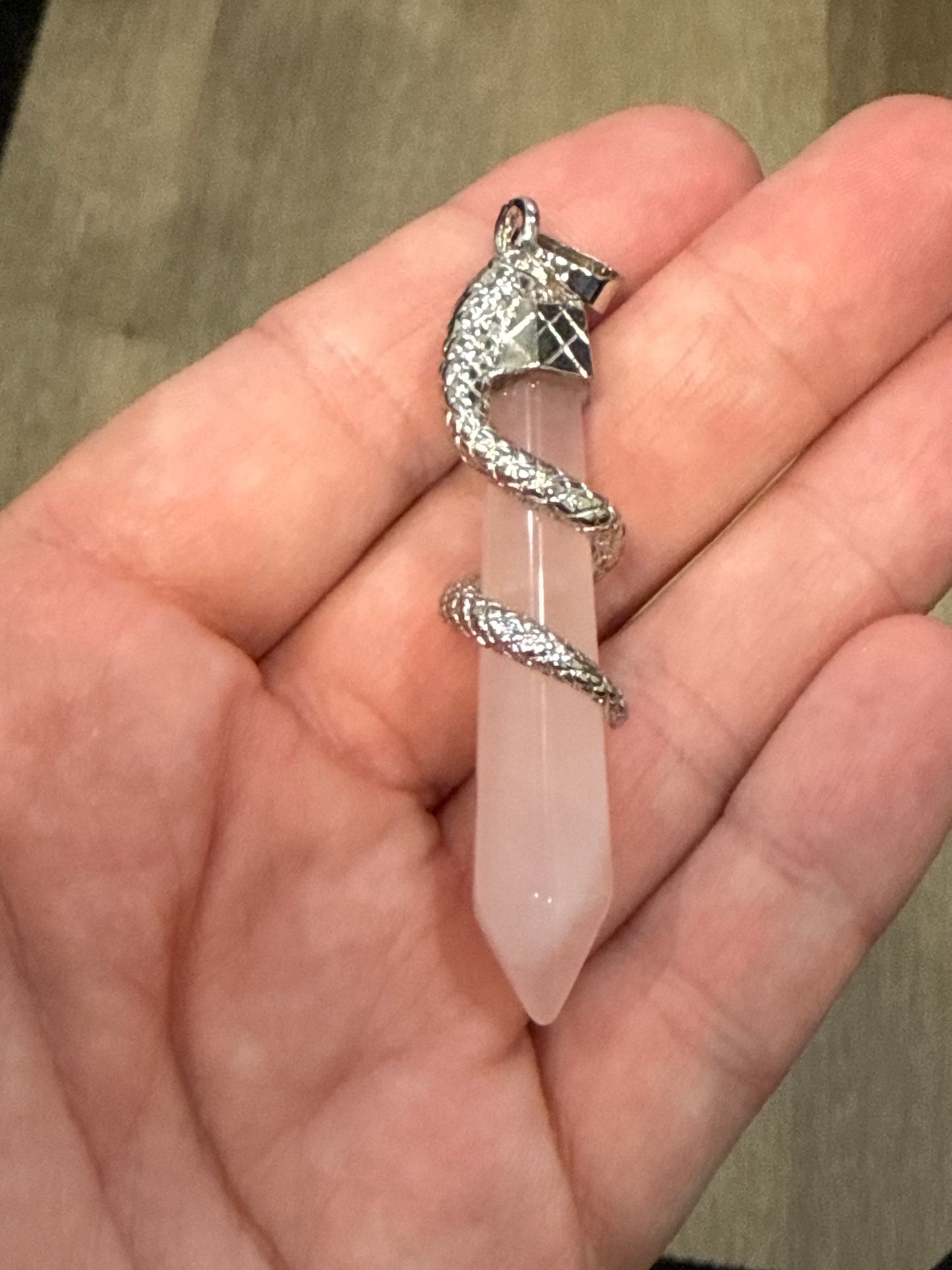 Snake Pendant Rose Quartz