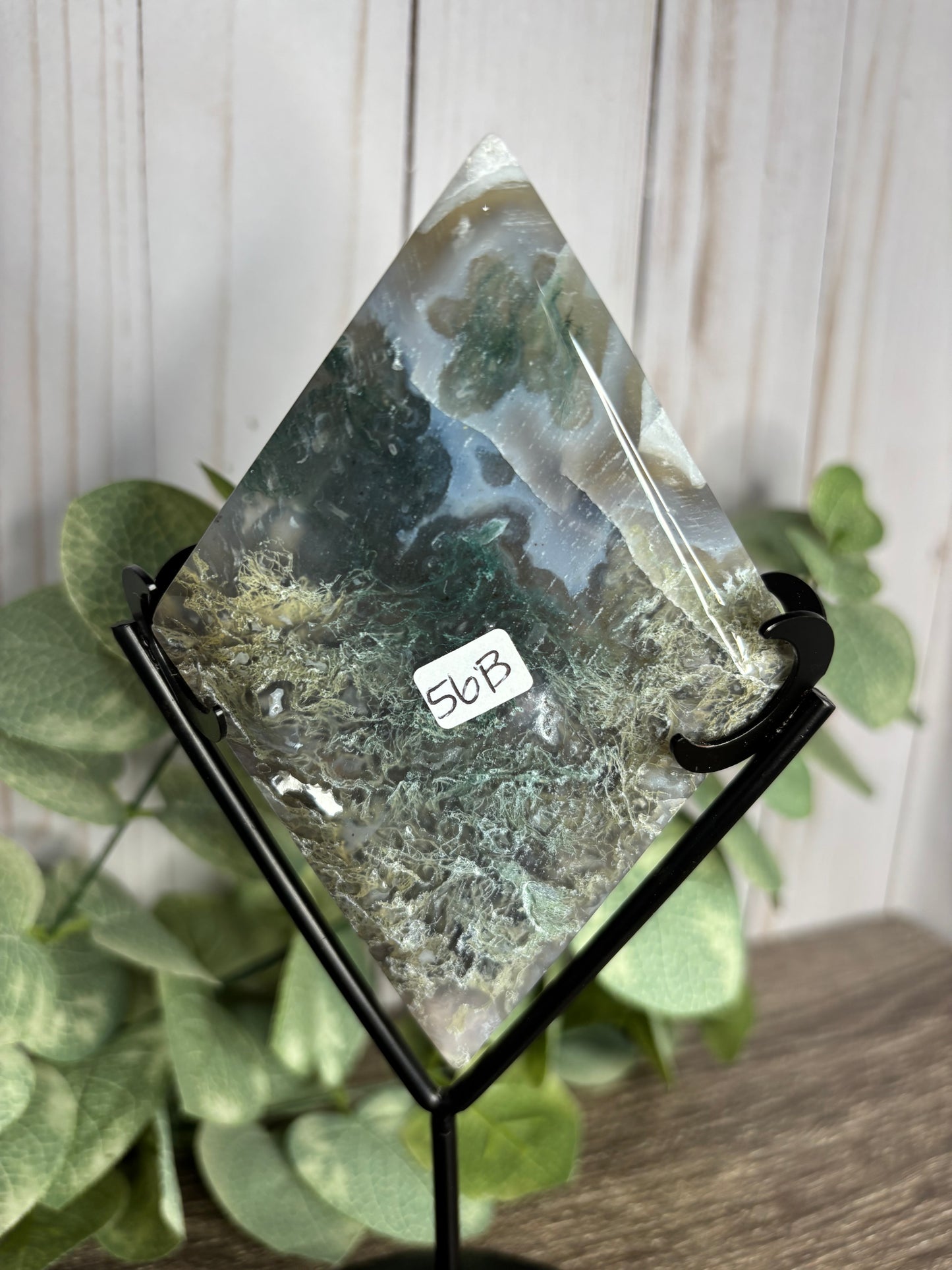 Moss Agate Diamonds with Stand