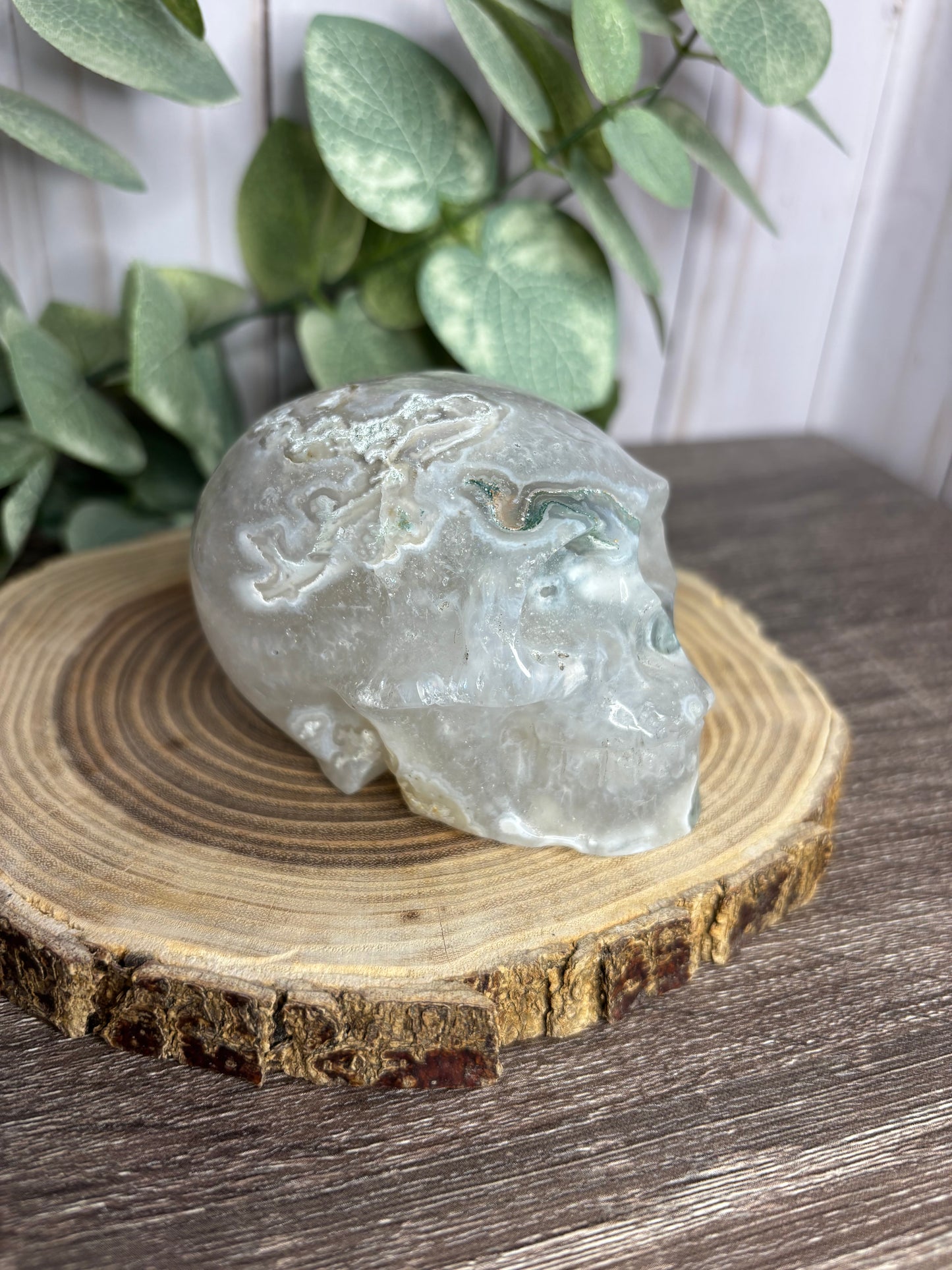 Moss Agate Skull