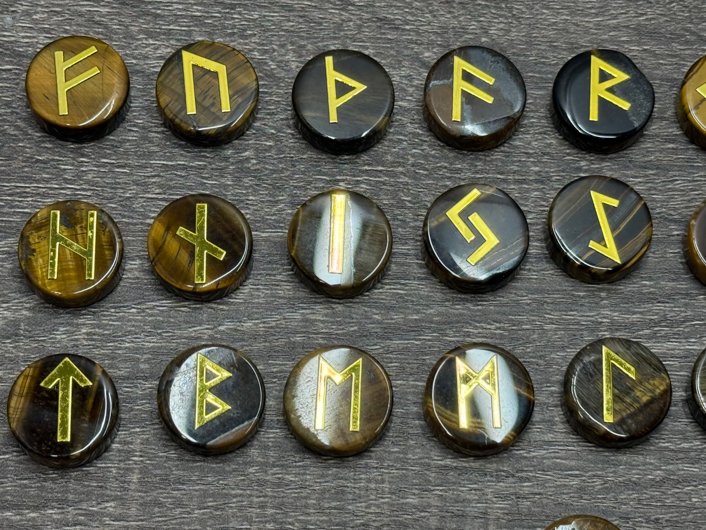 Tigers Eye Rune SetElder Futhark Lettering