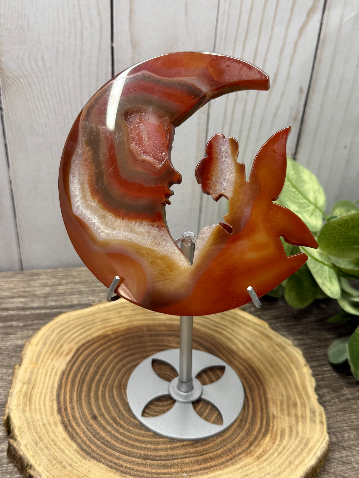 Fairy and Moon Carving on Stand