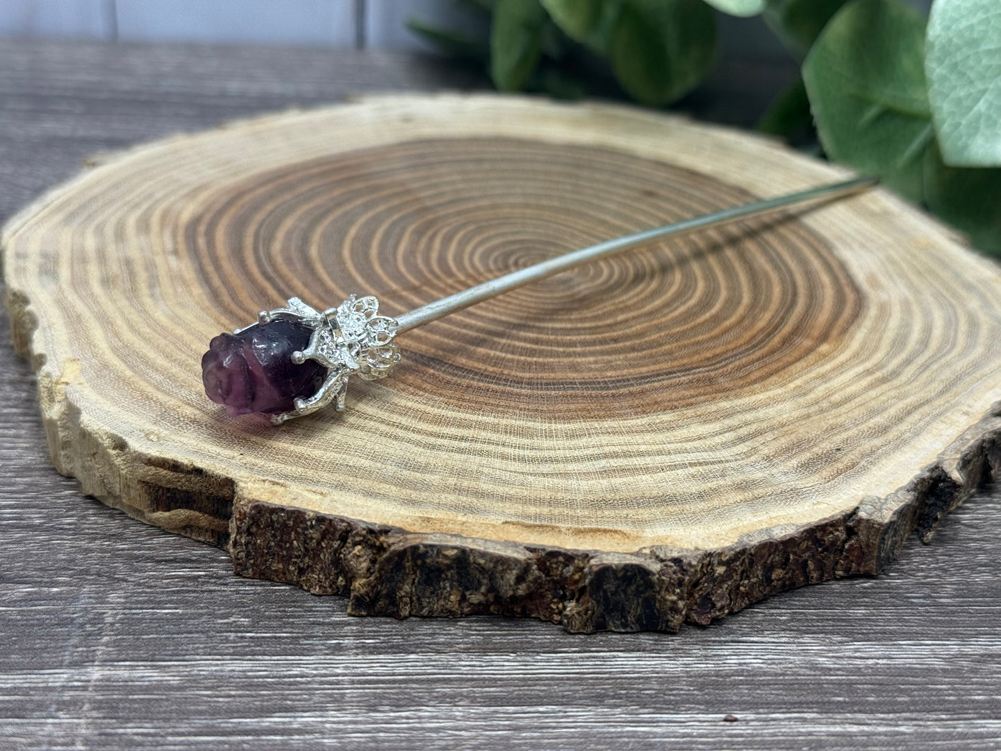 Fluorite Rose Hair Pins