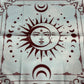 Altar Cloth Suede light blue & brown - moon, sun and moon phases