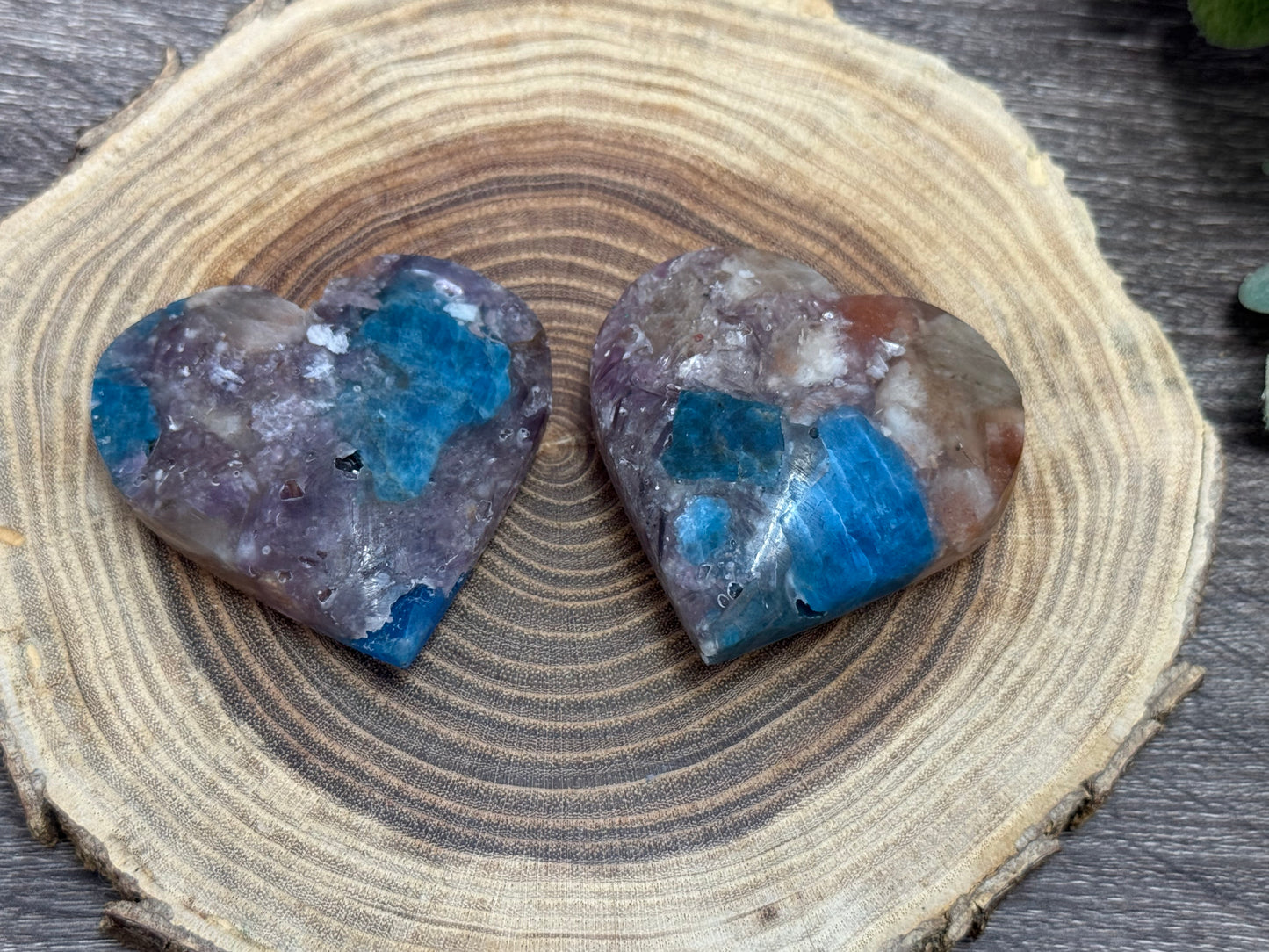 Multi Stone Hearts - Unique (Sun Stone, Lepidolite and Blue Apatite in one)