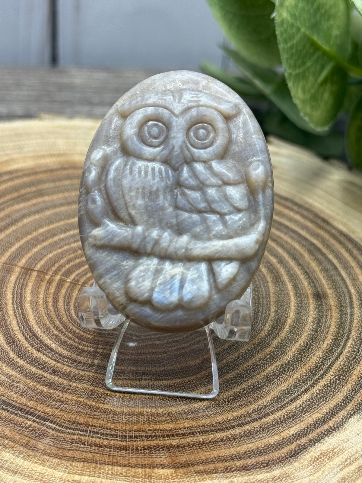 Owl - Moonstone Carvings