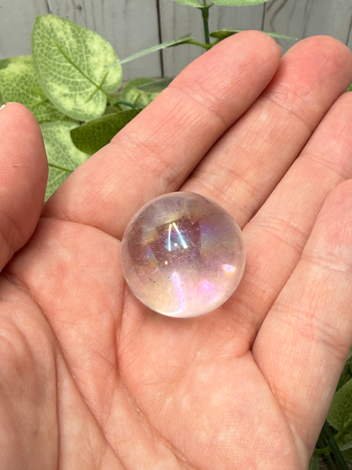 Aura Coated Clear Quartz  Mini Sphere