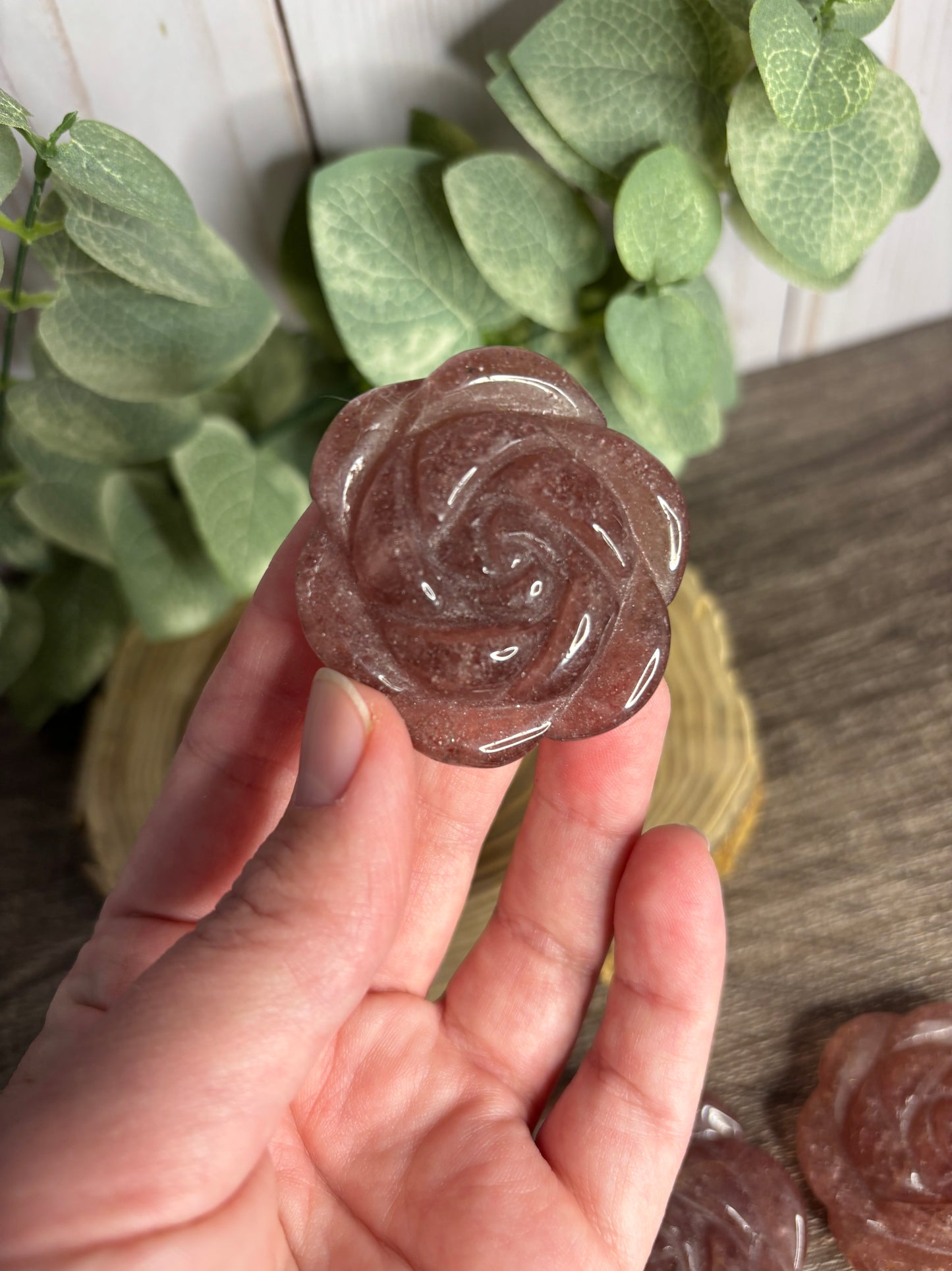 Flower Carvings - Rose Quartz & Strawberry Quartz