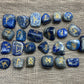 Lapis Lazuli Gemstone Rune Engraved Elder Futhark Lettering