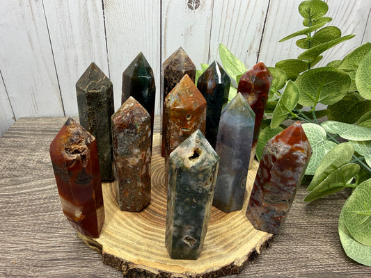 Moss Agate and Carnelian Mixed Tower