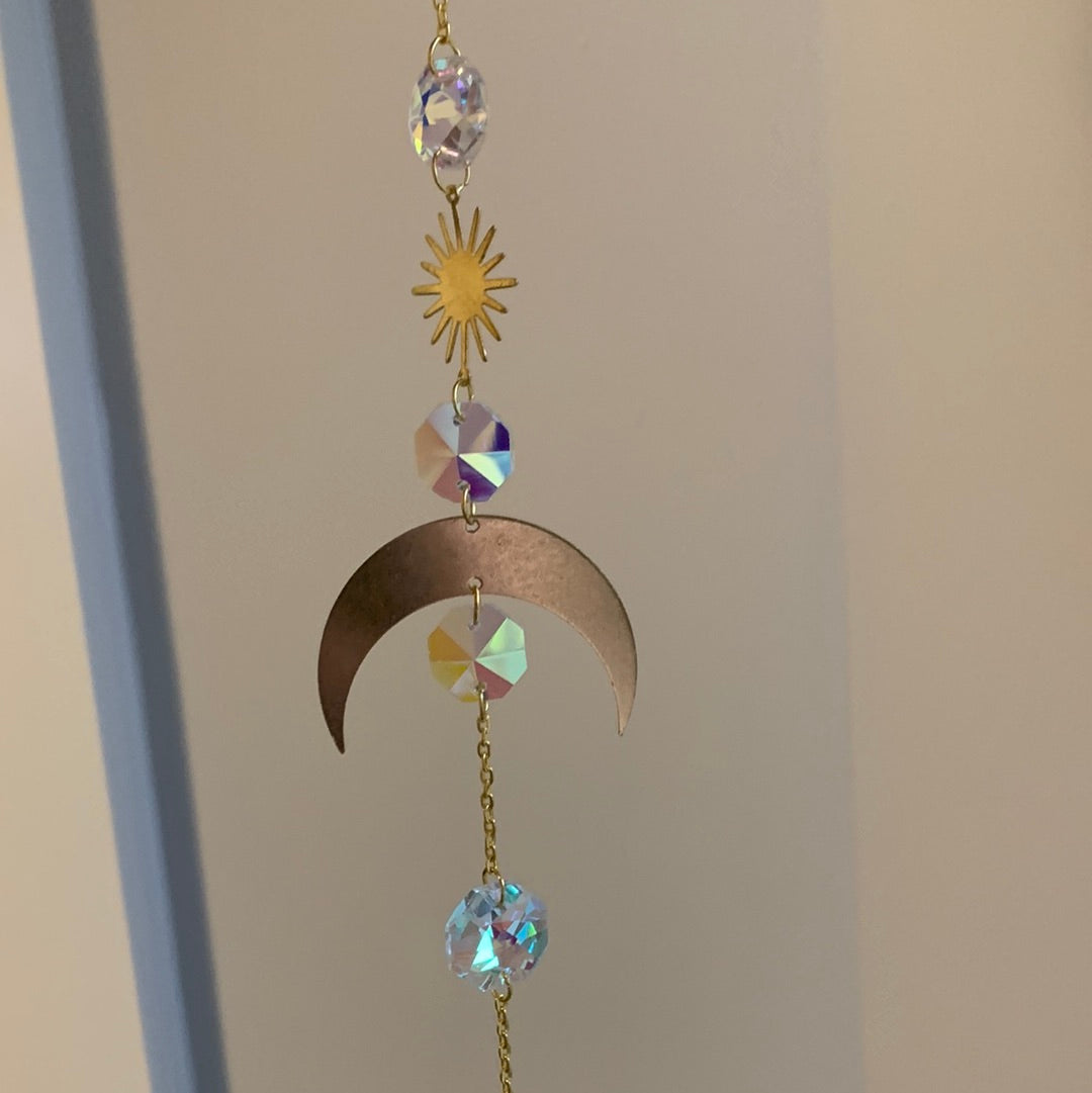 Gold Sun Catcher - Moon on Side