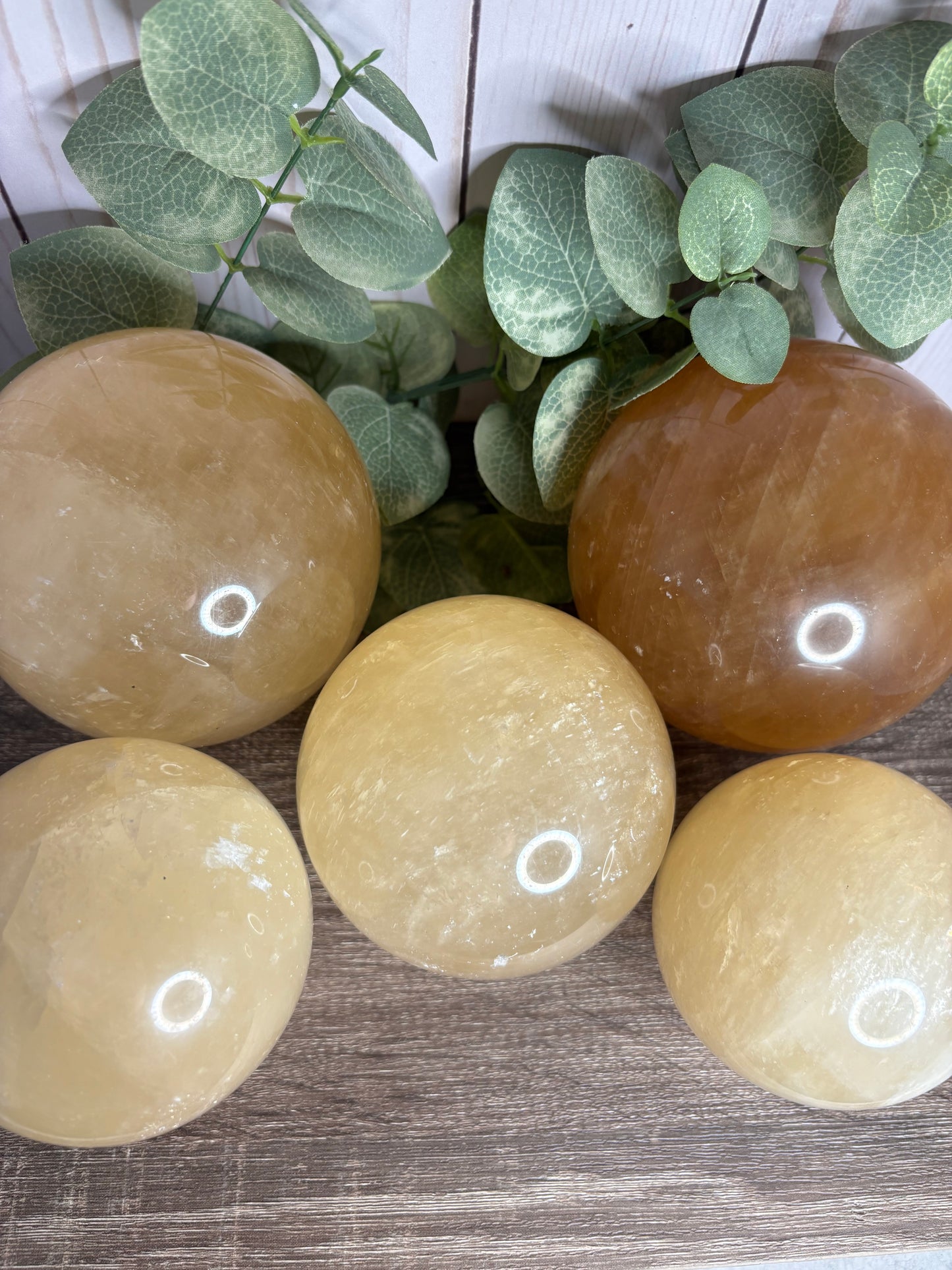 Honey Calcite Spheres