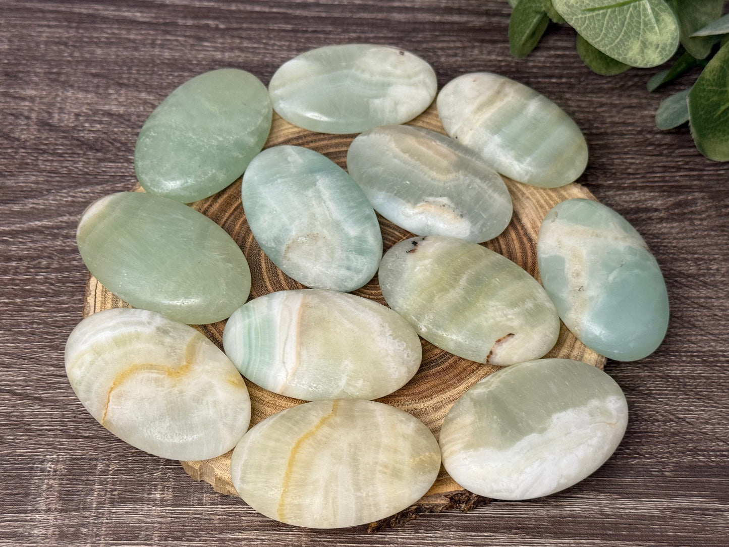 Pistachio Calcite Palm Stone