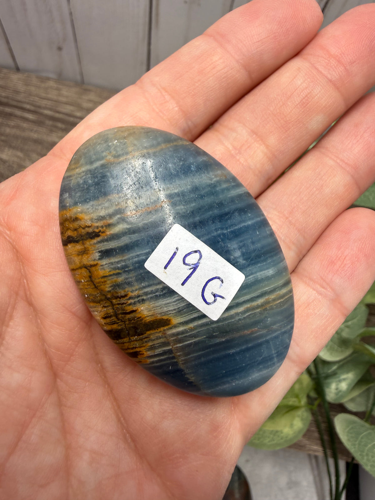 Blue Onyx Palm Stone