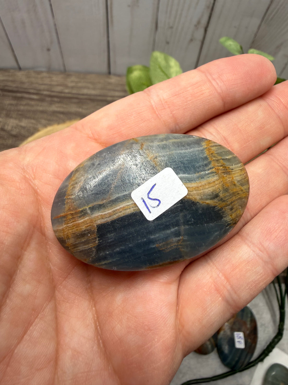 Blue Onyx Palm Stone