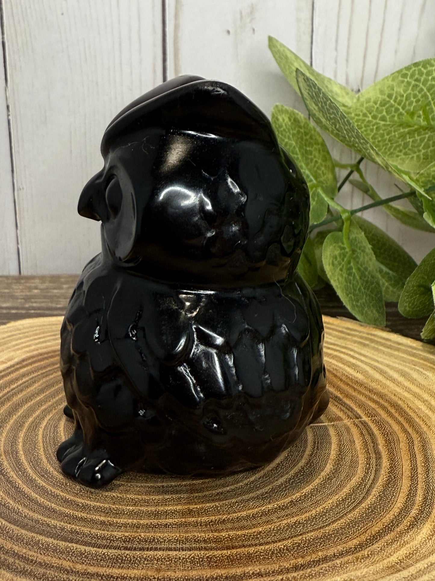 Large Owl Carvings - Black Obsidian