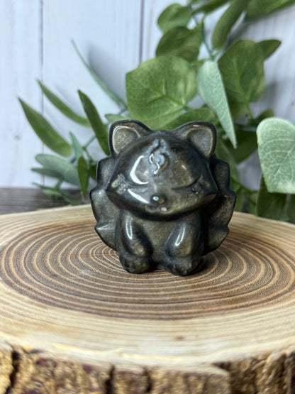 Nine Tailed Fox Obsidian Carvings
