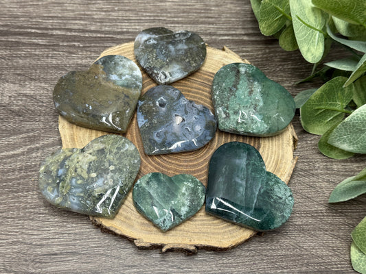 Moss Agate Hearts