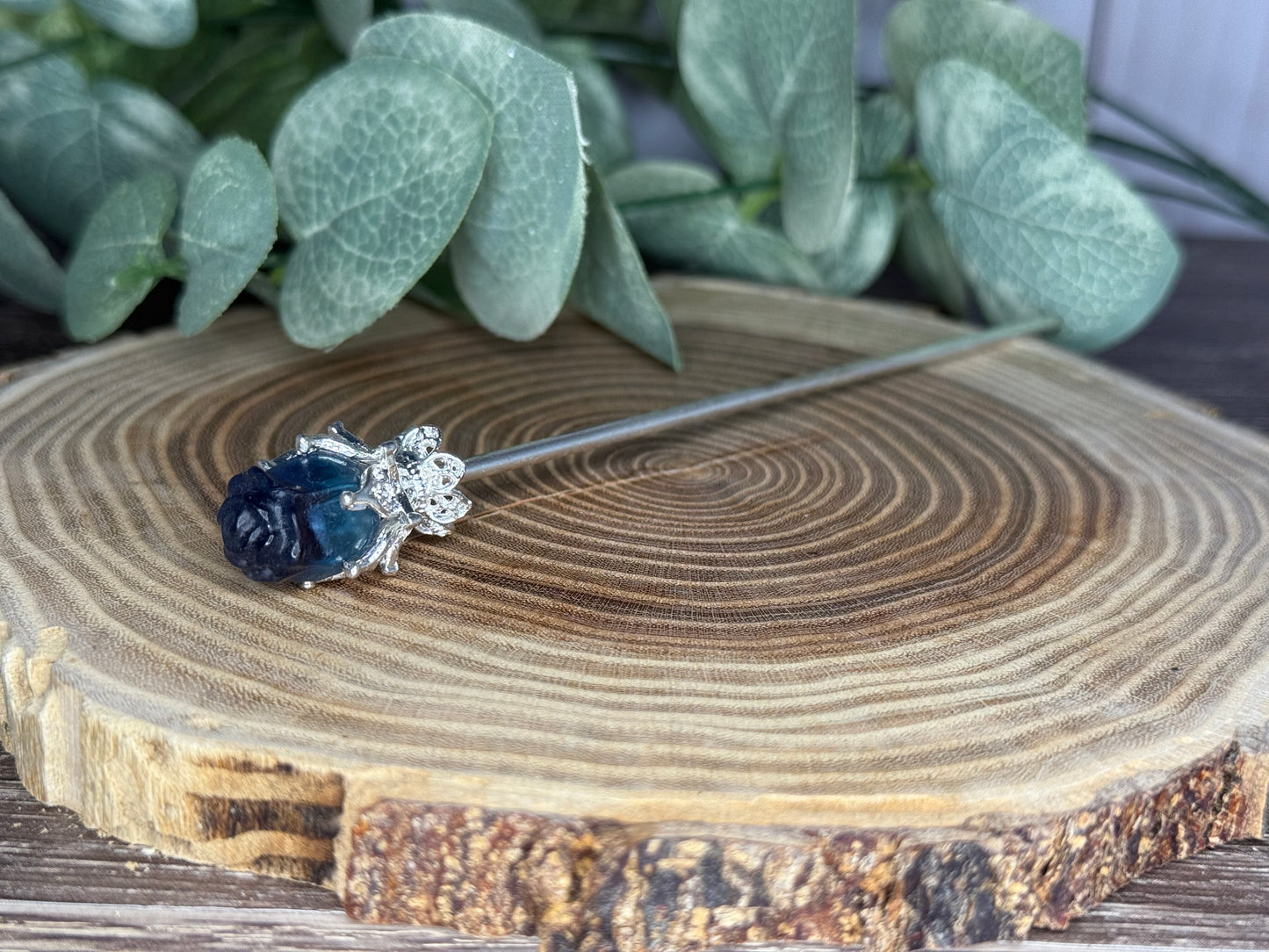 Fluorite Rose Hair Pins