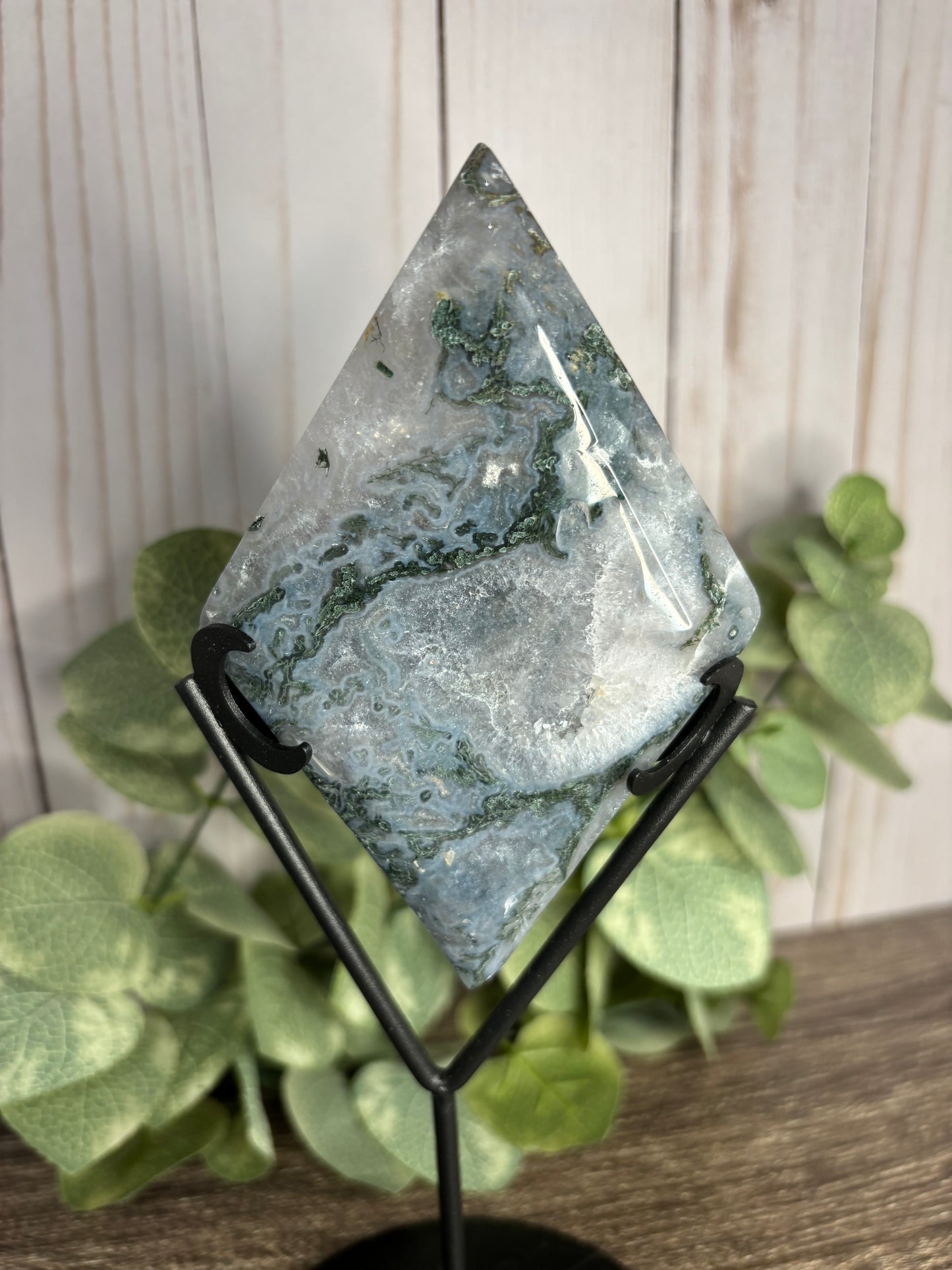 Moss Agate Diamonds with Stand