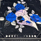 Altar Cloth - bird skull, blue roses, moon phases