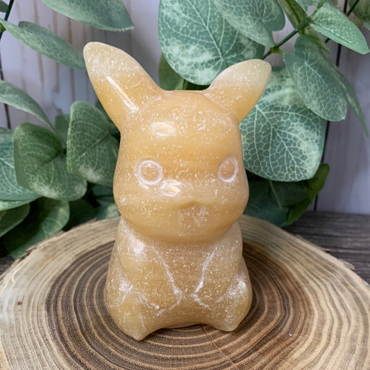 Pikachu Carving - Orange Calcite