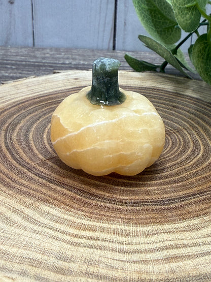 Pumpkin Carving - Orange Calcite and Green Jade
