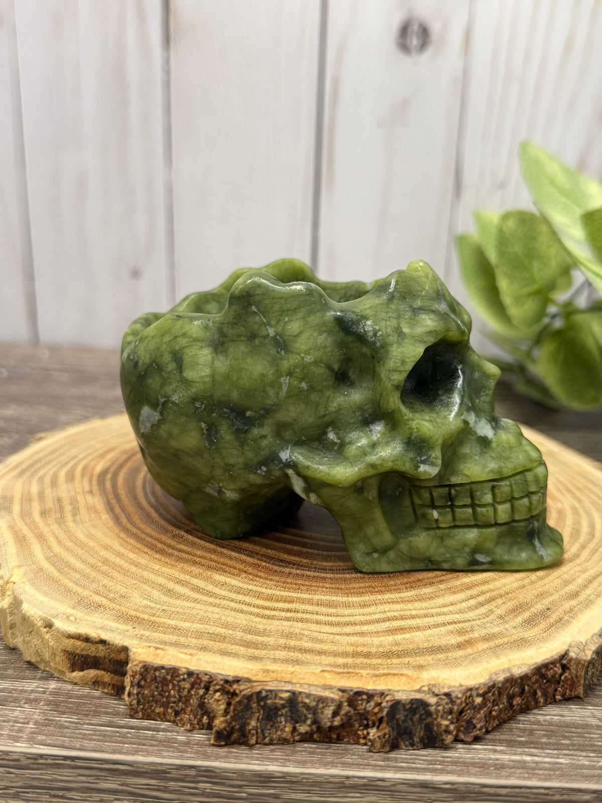 Skull Bowl - Green Jade