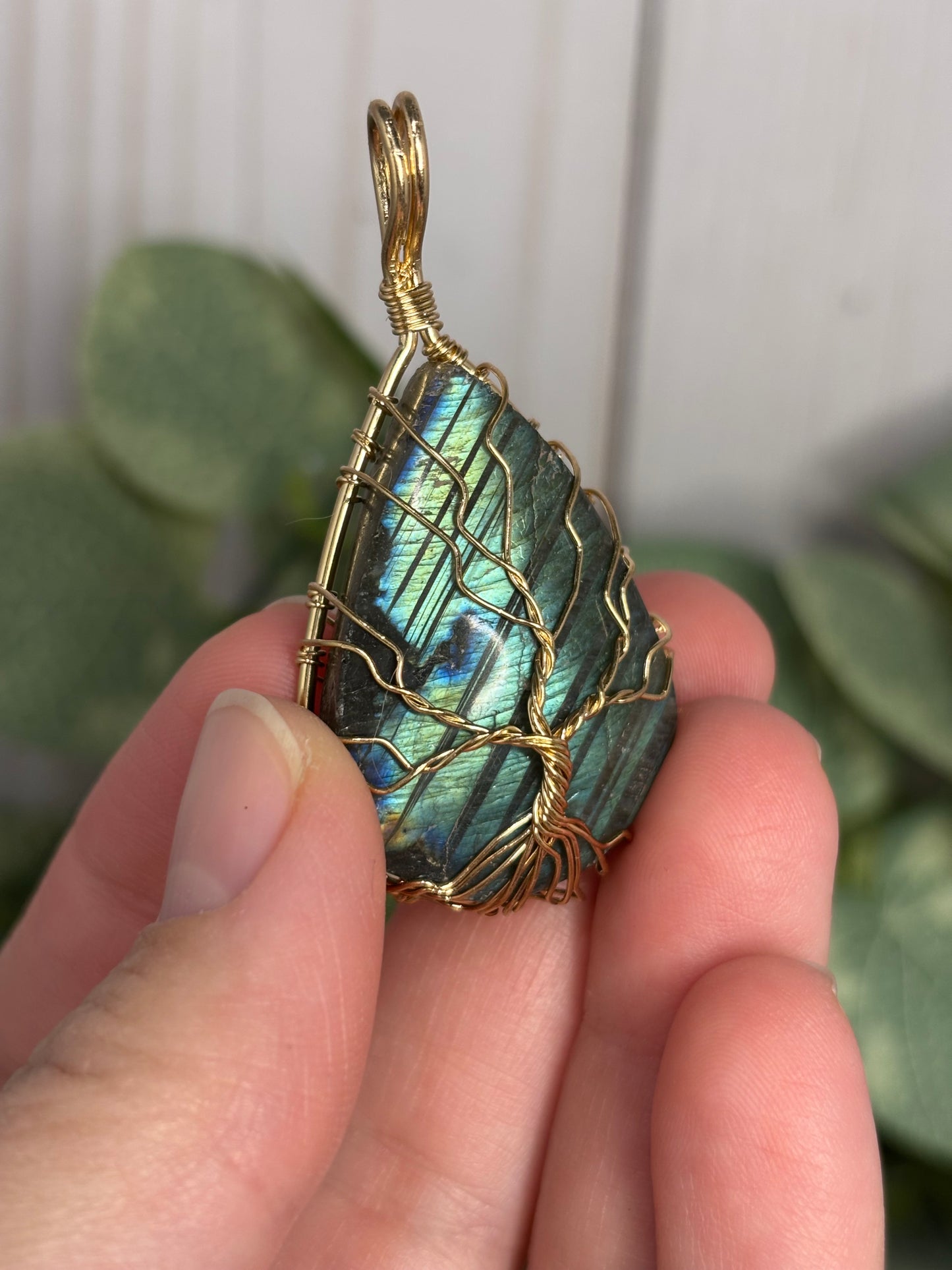 Labradorite Wire Wrapped Tree Pendant