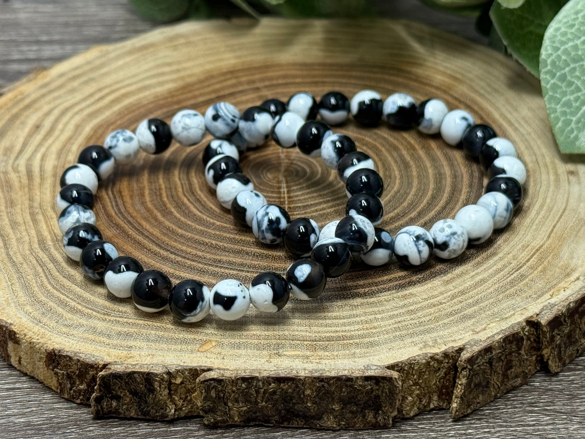 Orca Agate (Black) -  Bracelet 8 mm