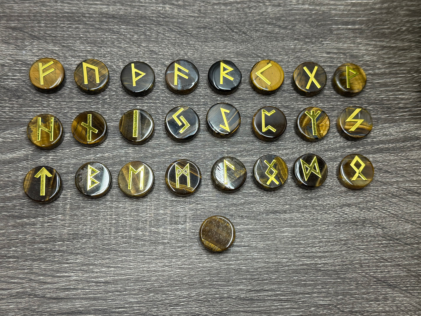 Tigers Eye Rune SetElder Futhark Lettering