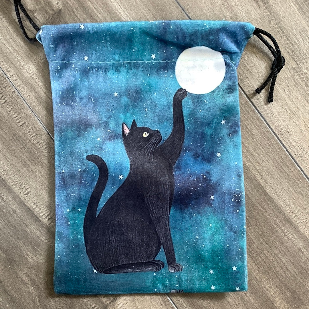 Card Deck or Crystal Pouch , Cat Pawing at Full Moon