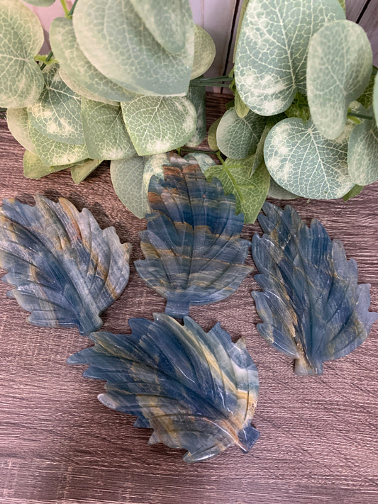 Leaf Blue Onyx Carvings